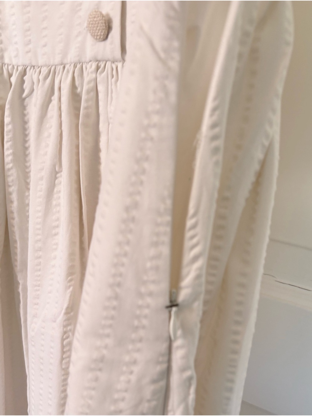 Tuckernuck Adelaide Shawl Collar Dress NWT Seersucker Sz Large White Midi Lined - Picture 11 of 14